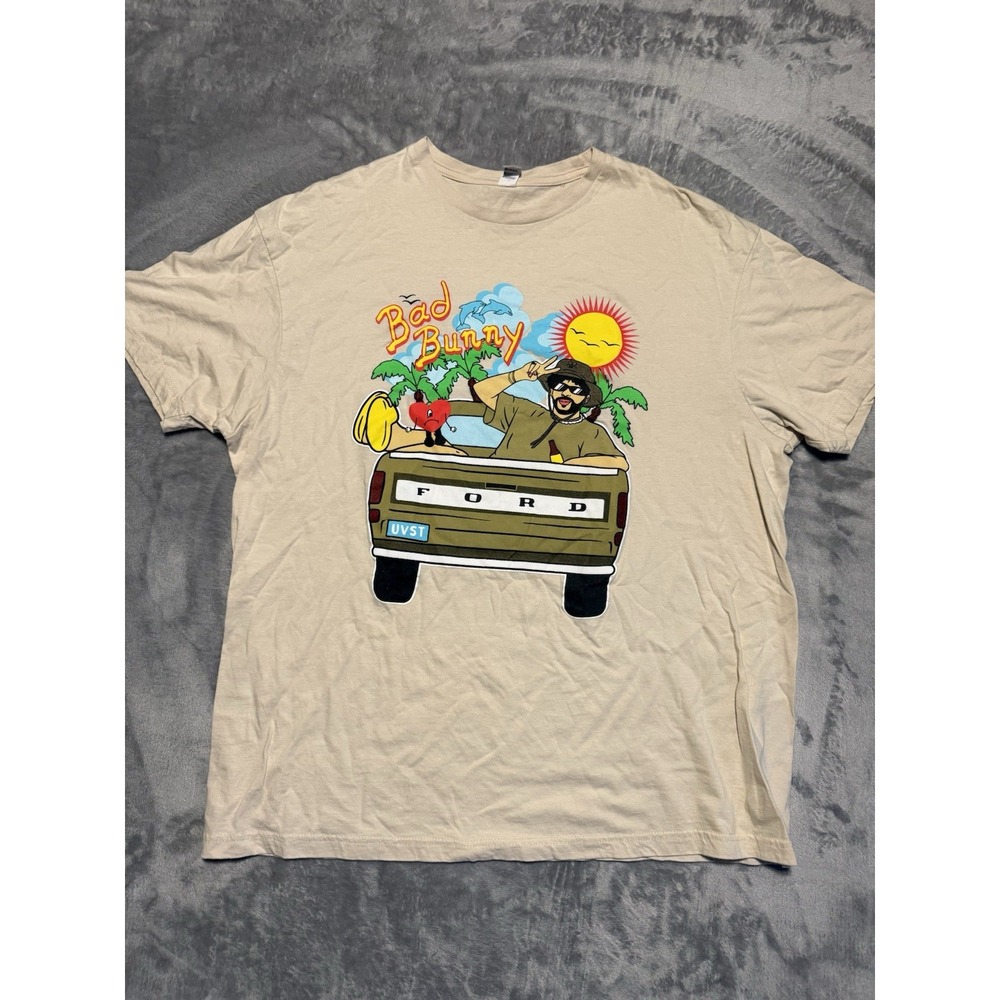 Bad Bunny T-Shirt Women 2XL Tan Un Verano Sin Ti Truck Sun Graphic Tee